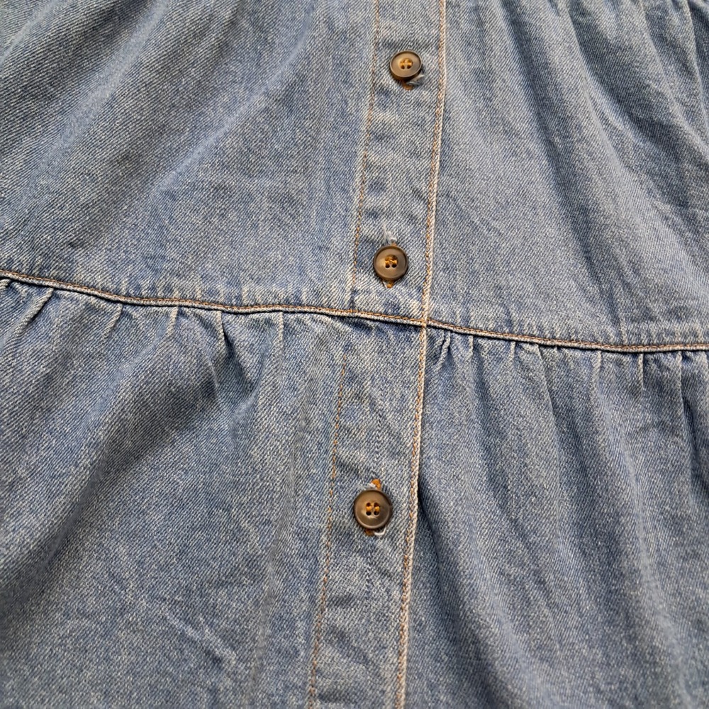 Free People Nicole Denim Shirt Dress Women's Large Blue Tiered Button Up Western - Picture 7 of 10